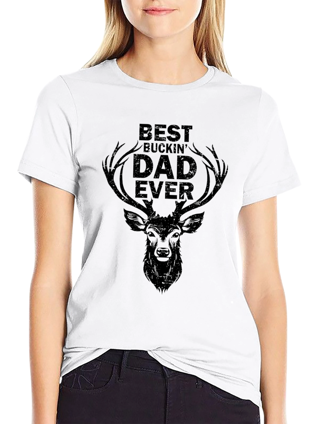 Best Buckin Dad Ever T-Shirt - Deer Antler Design