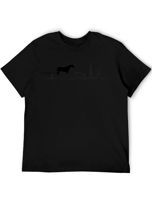 Horse Heartbeat Graphic Tee - Equestrian Love