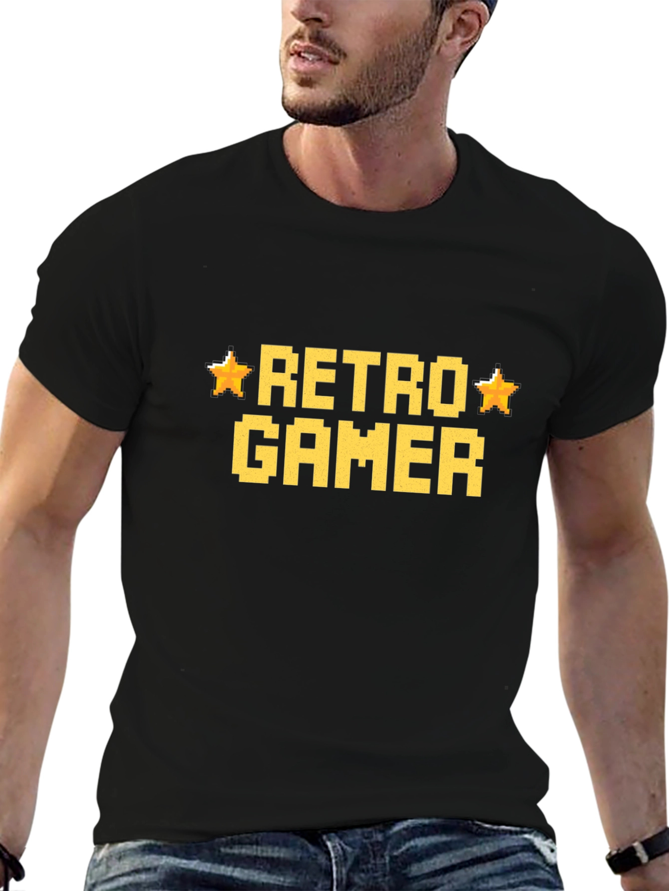 Retro Gamer Black T-Shirt - Pixelated Design