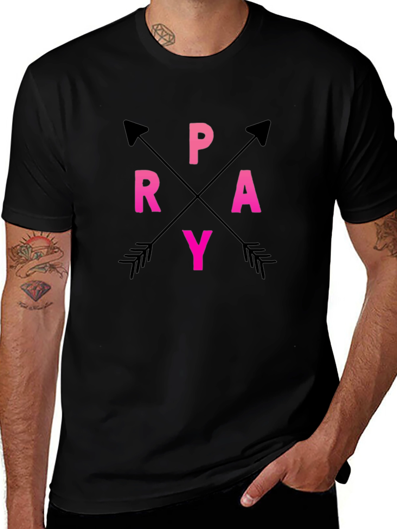 Pray Arrows Graphic T-Shirt - Casual Style