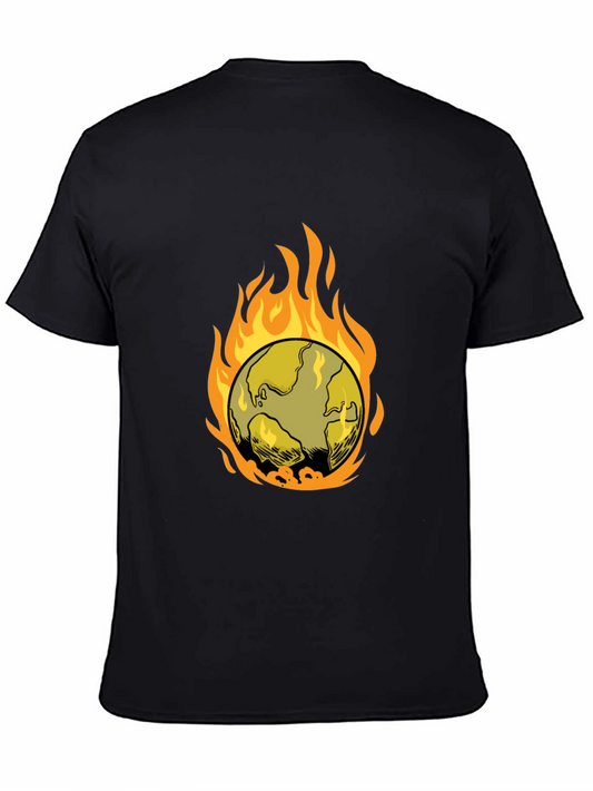Flaming Earth Graphic Tee - Climate Awareness Shirt
