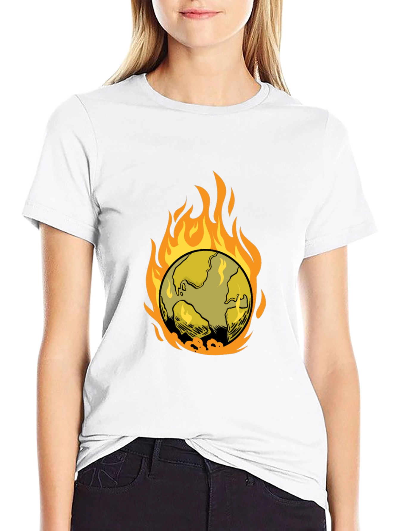 Flaming Earth Graphic Tee - Climate Awareness Shirt
