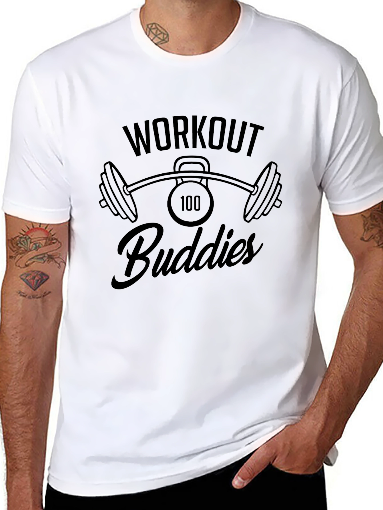 Workout Buddies Black Graphic Tee