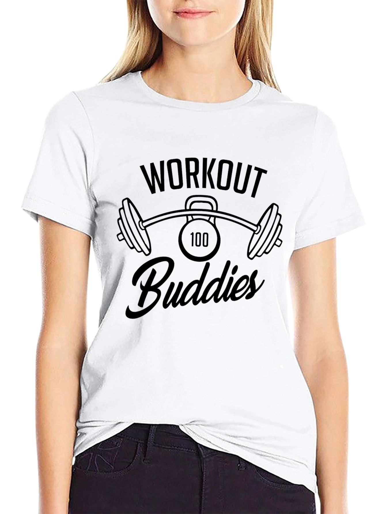 Workout Buddies Black Graphic Tee