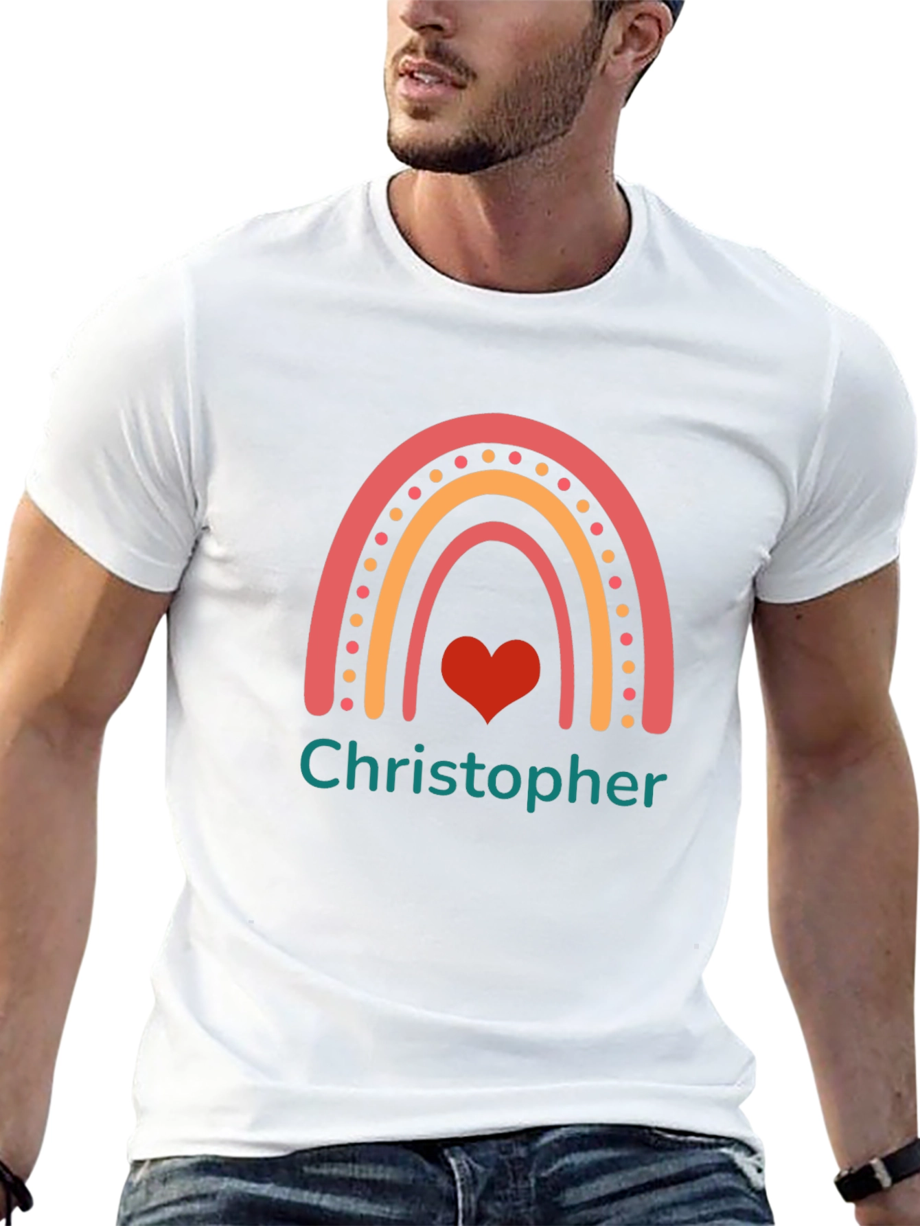 Personalized Christopher Rainbow Heart T-Shirt