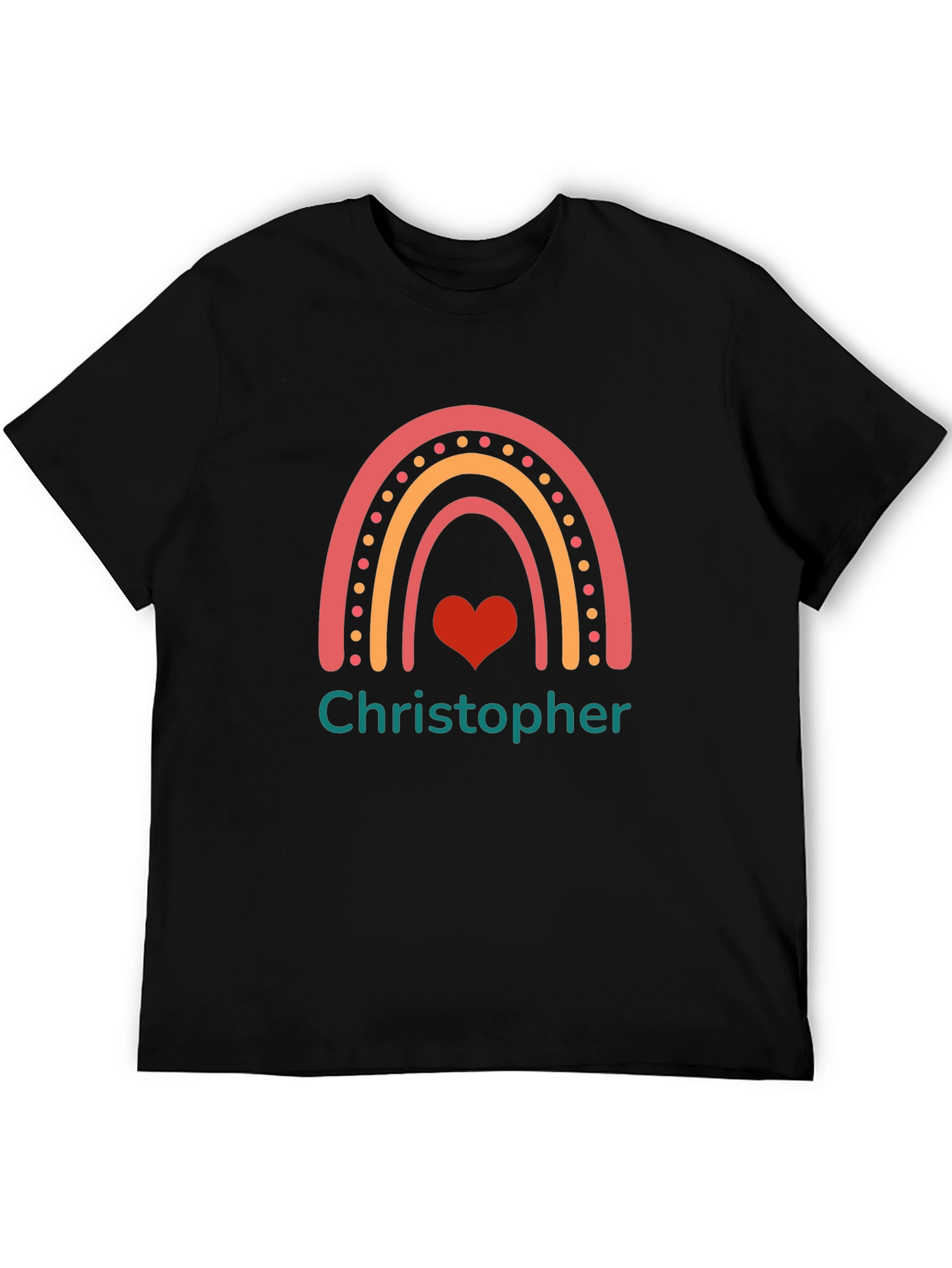 Personalized Christopher Rainbow Heart T-Shirt