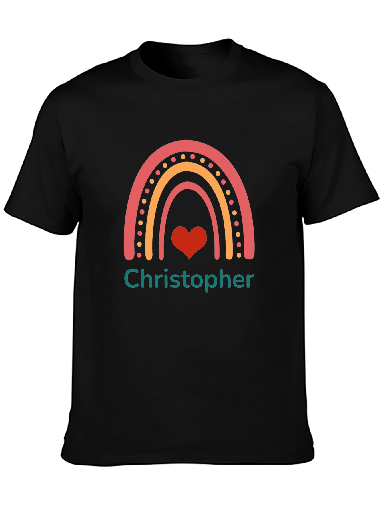 Personalized Christopher Rainbow Heart T-Shirt