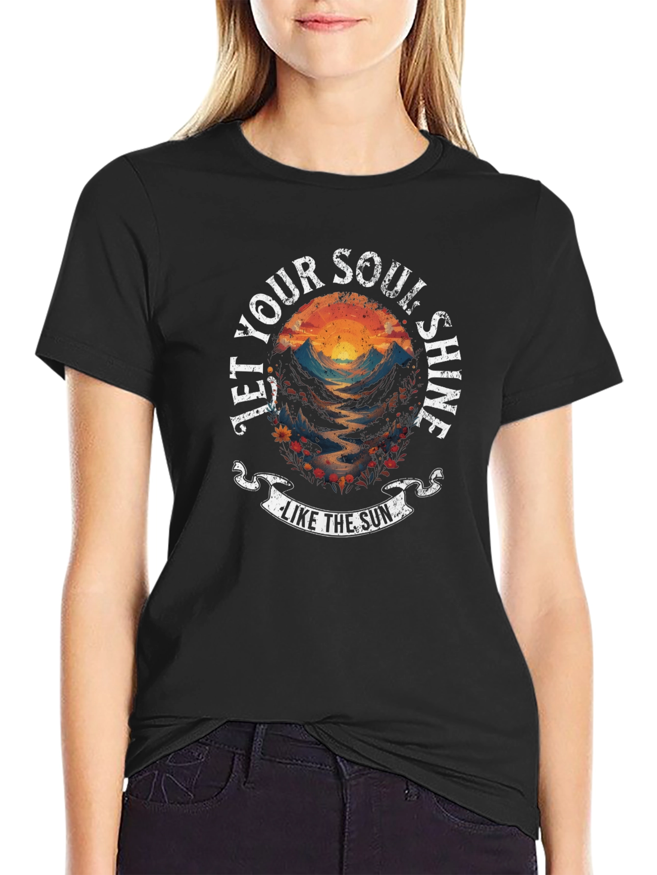 Soul Shine Graphic Tee - Black Cotton T-Shirt