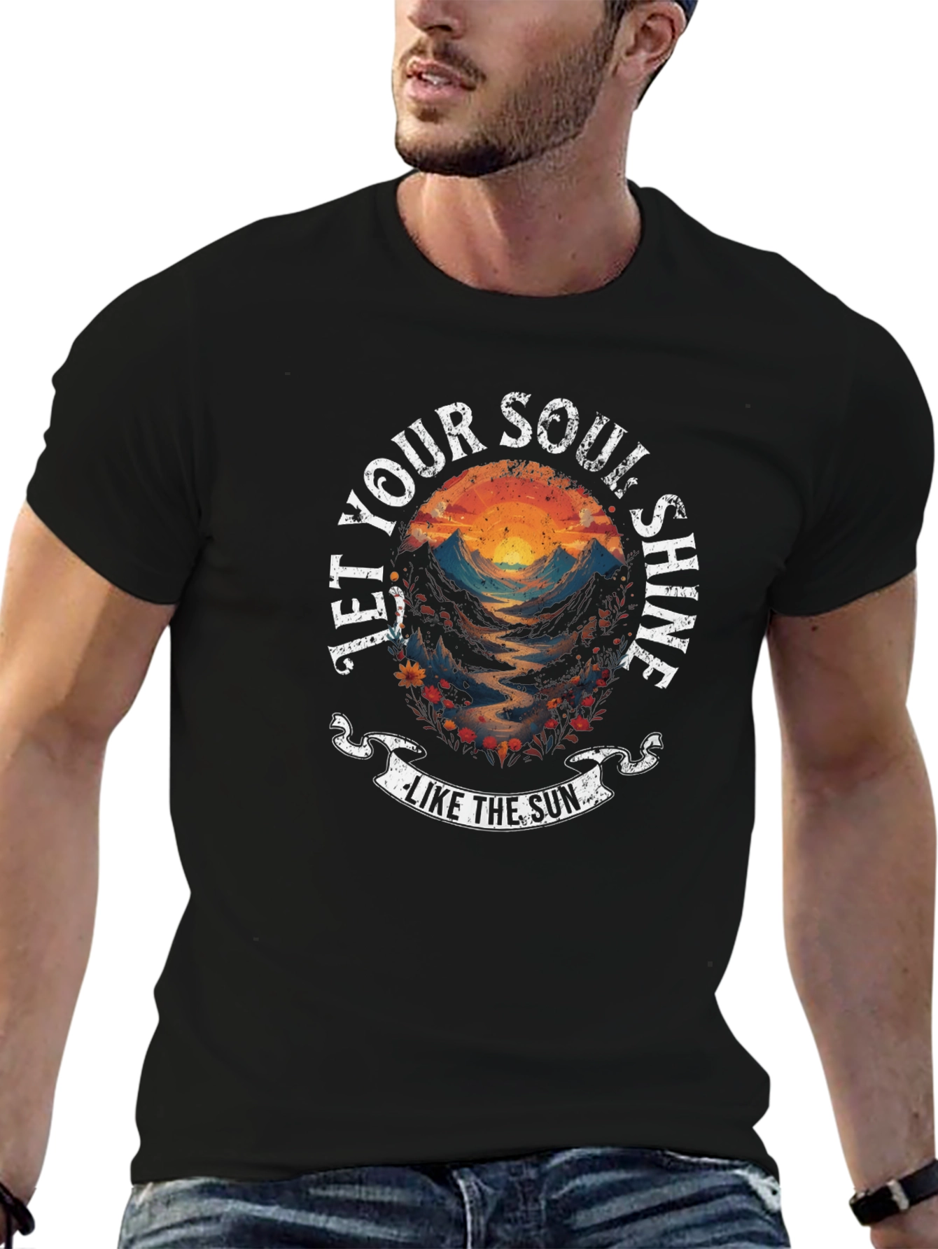 Soul Shine Graphic Tee - Black Cotton T-Shirt