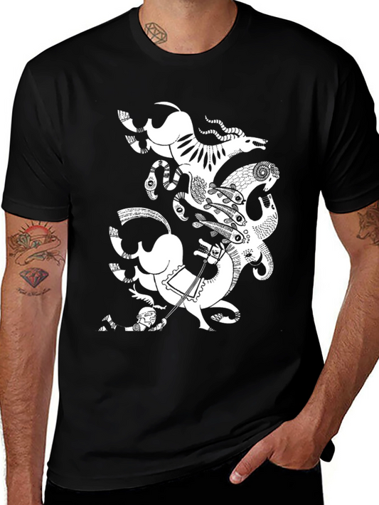 Abstract Animal Print Black T-Shirt