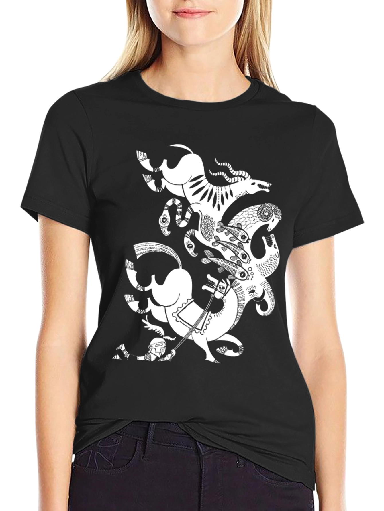 Abstract Animal Print Black T-Shirt
