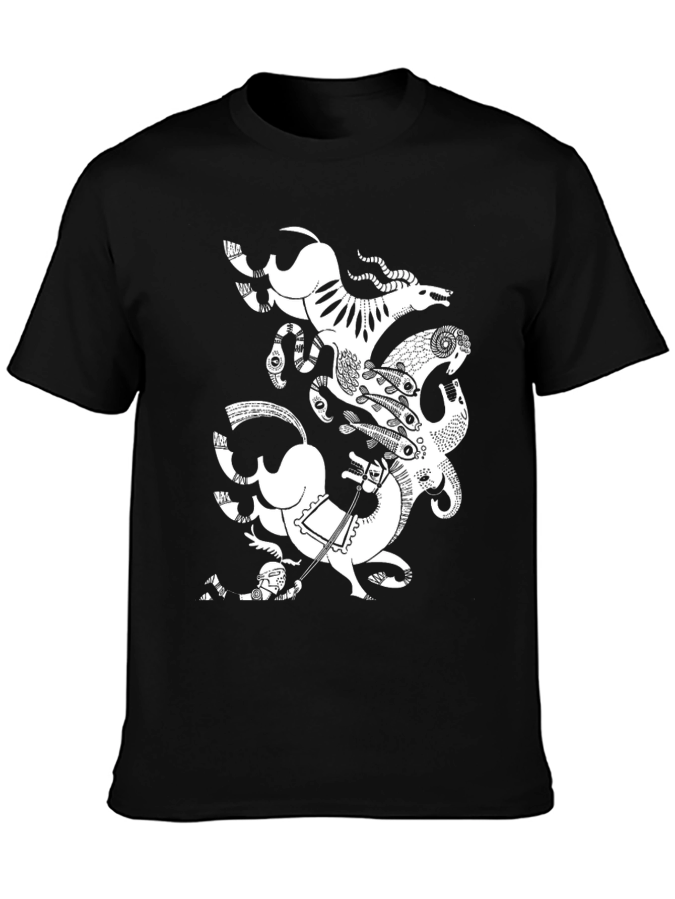 Abstract Animal Print Black T-Shirt
