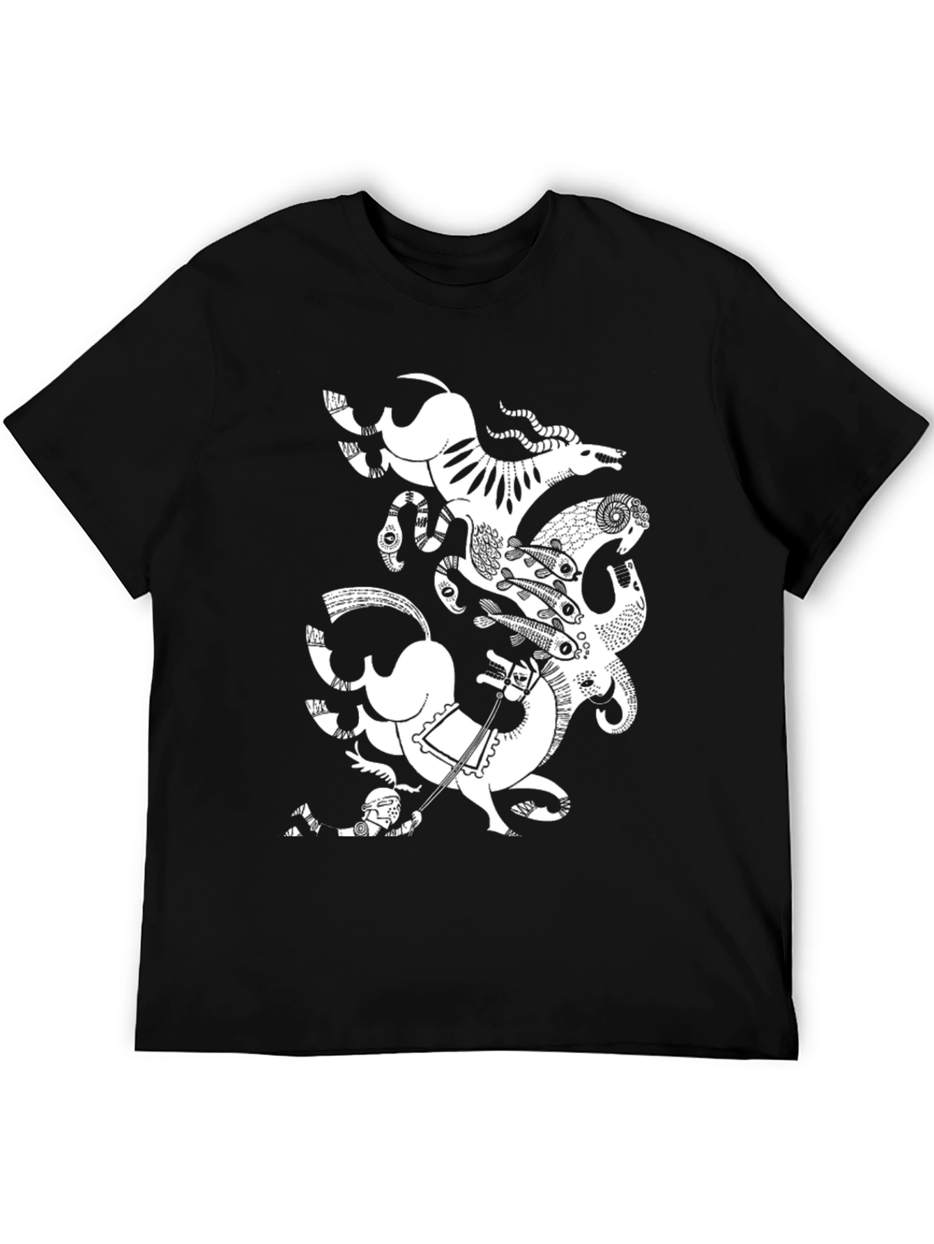 Abstract Animal Print Black T-Shirt