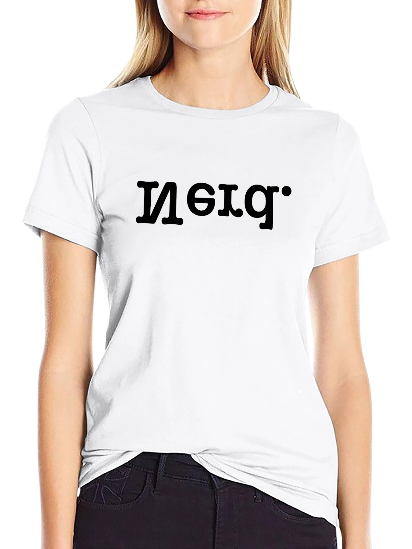 Reflective Mirror Image Graphic Black T-Shirt