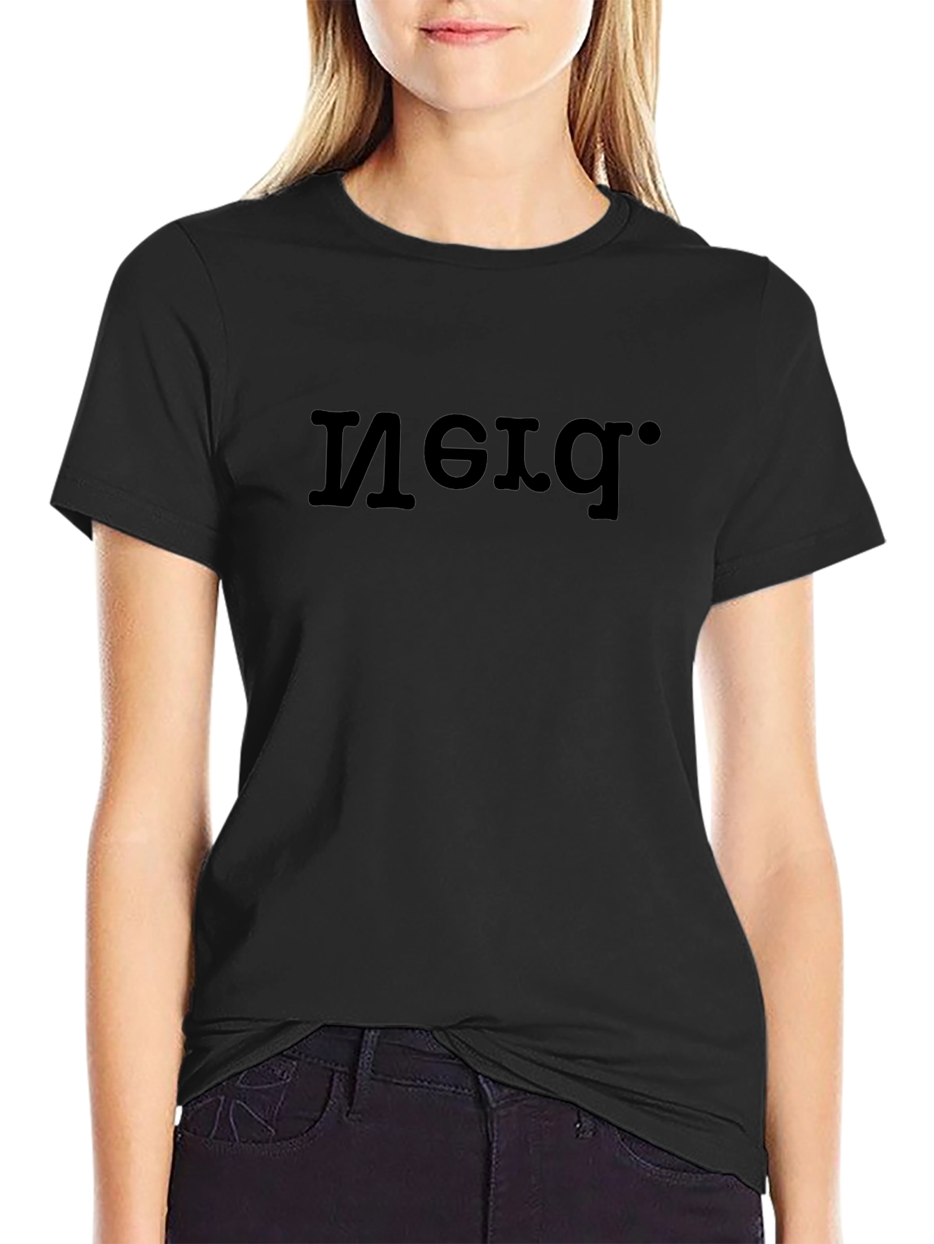 Reflective Mirror Image Graphic Black T-Shirt