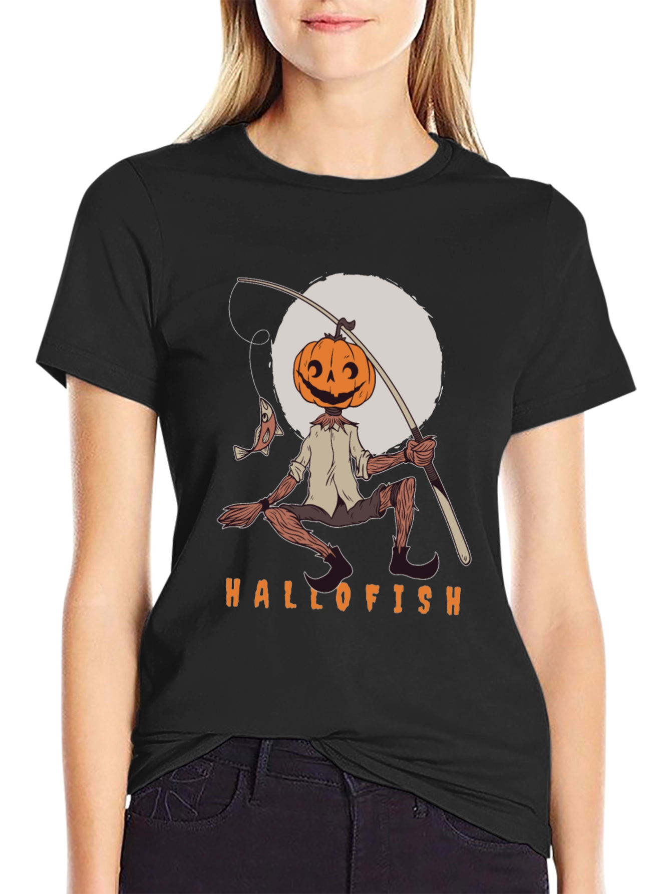 Hallofish Graphic Tee - Pumpkin Head Fisherman