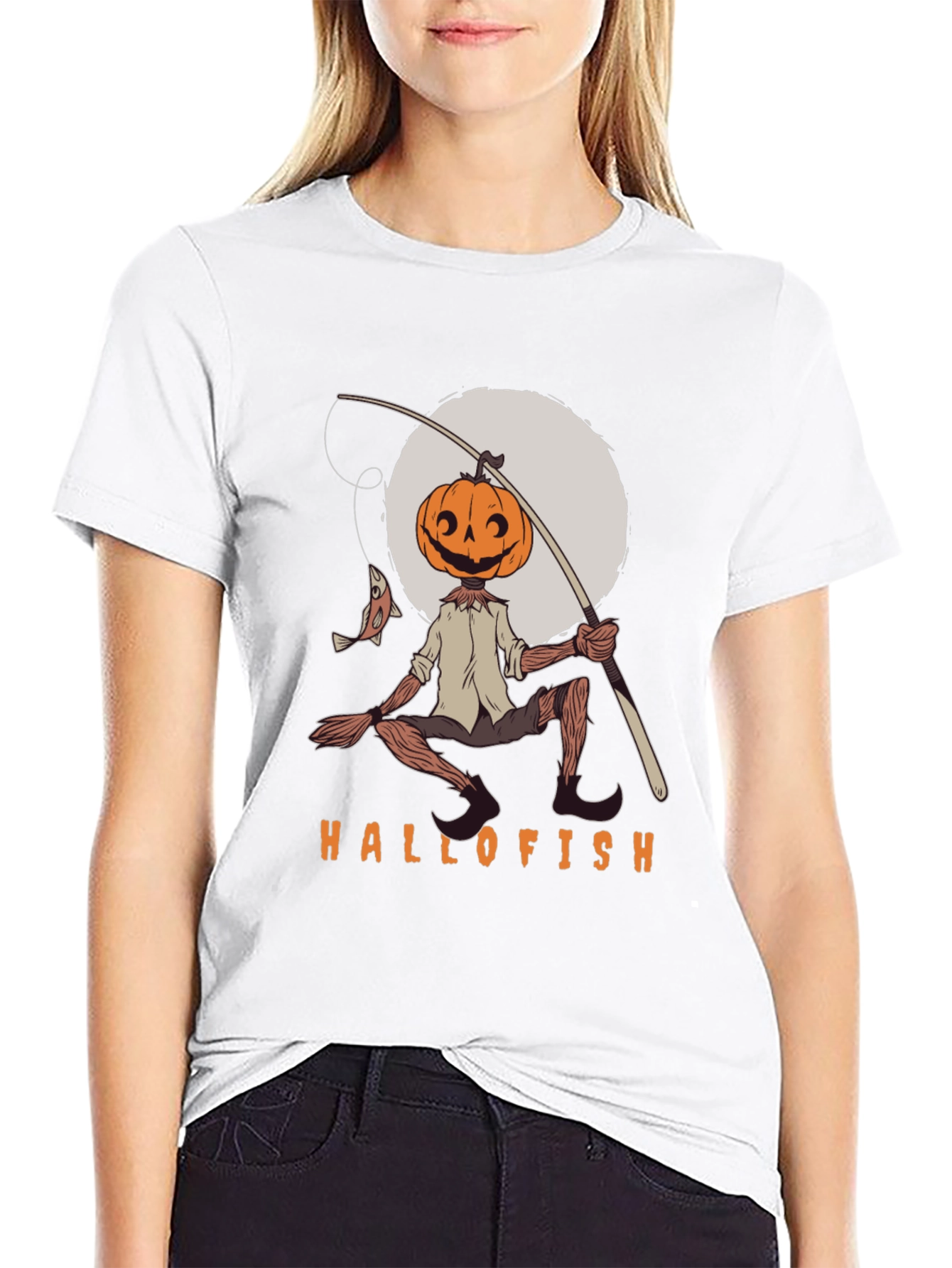 Hallofish Graphic Tee - Pumpkin Head Fisherman