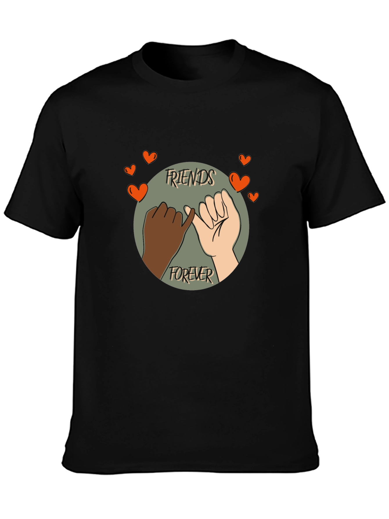 Friends Forever Graphic T-Shirt Unisex Black Tee