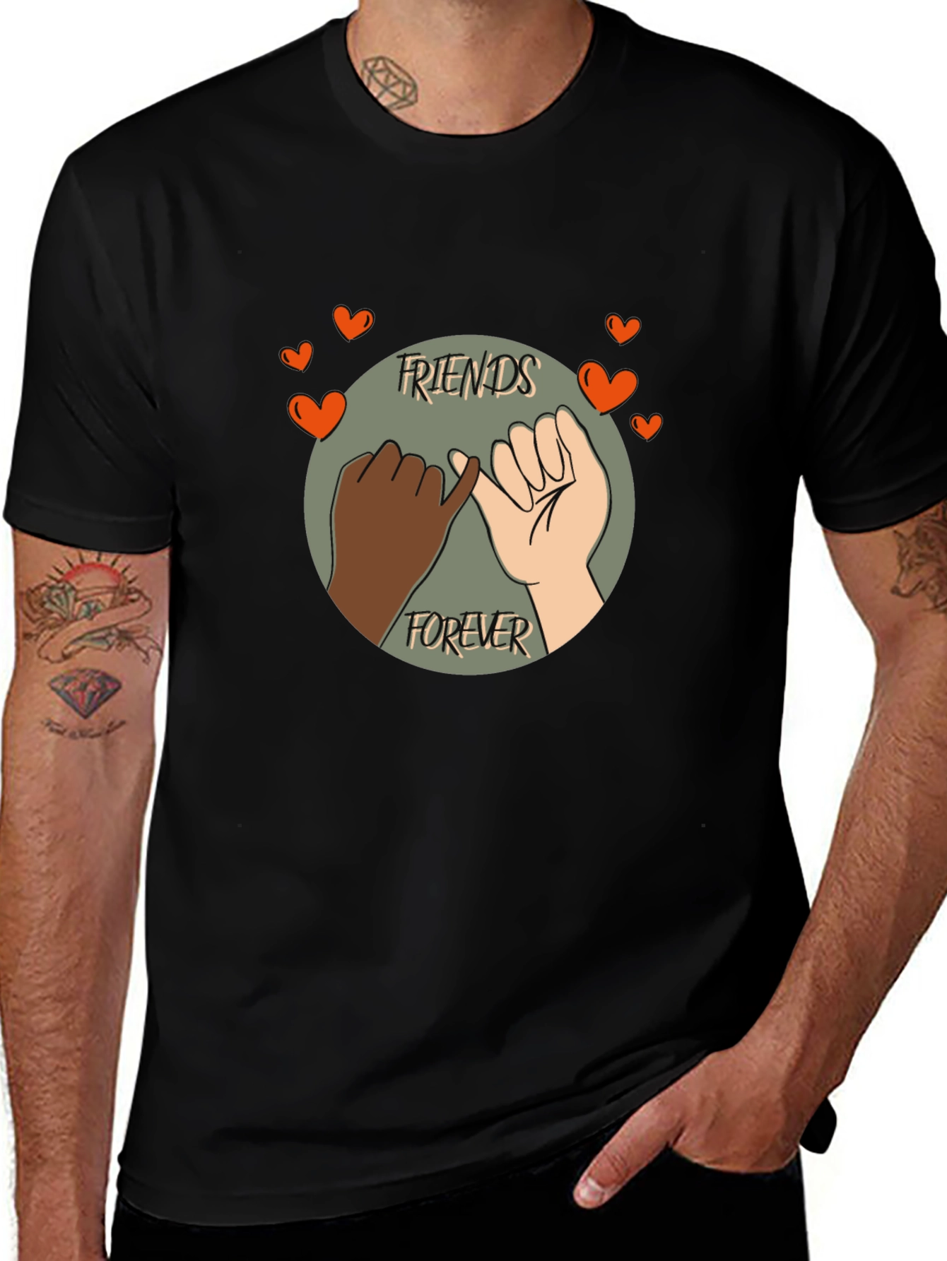 Friends Forever Graphic T-Shirt Unisex Black Tee