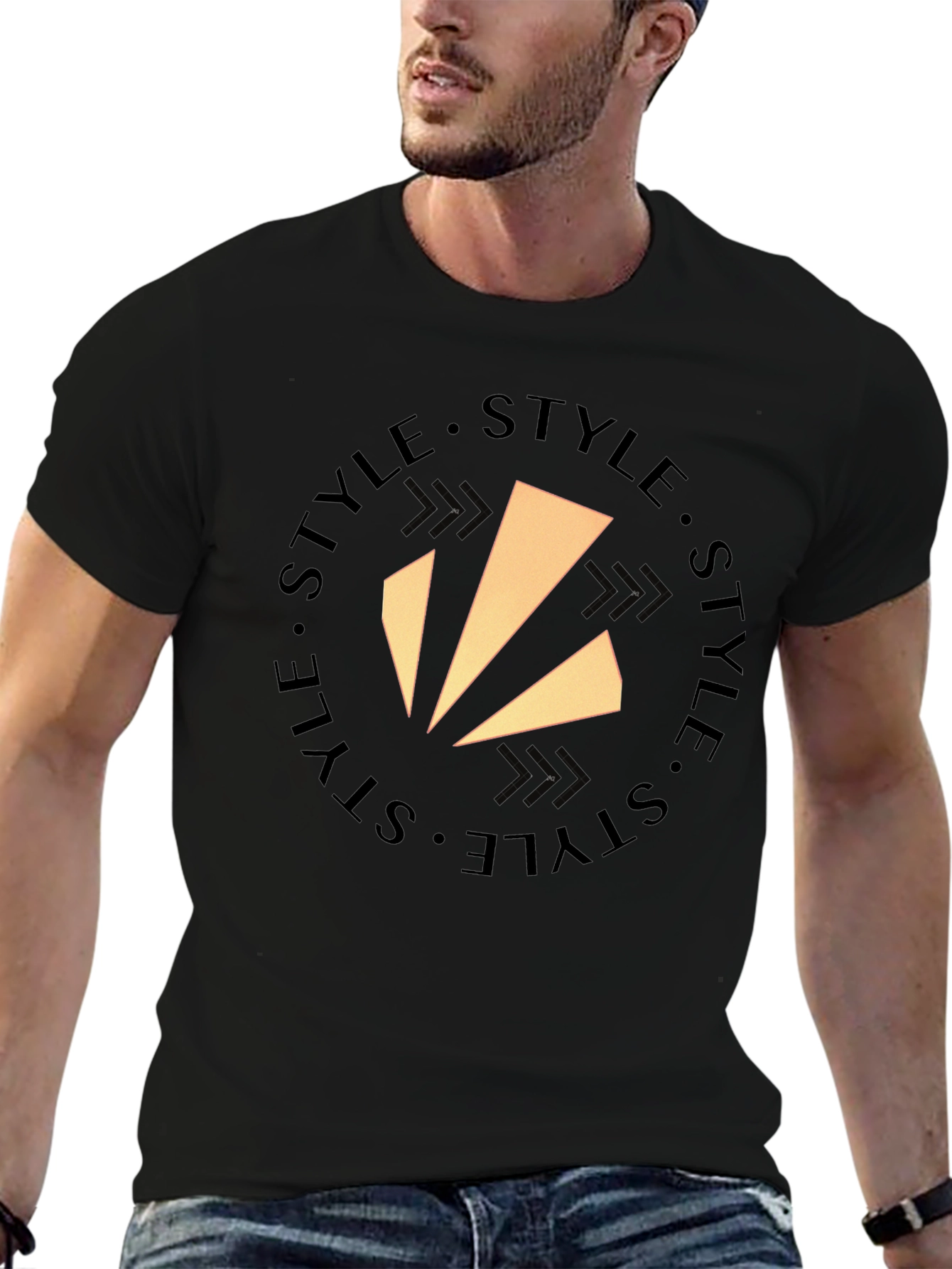 Stylish Mens Black Style Logo T-Shirt