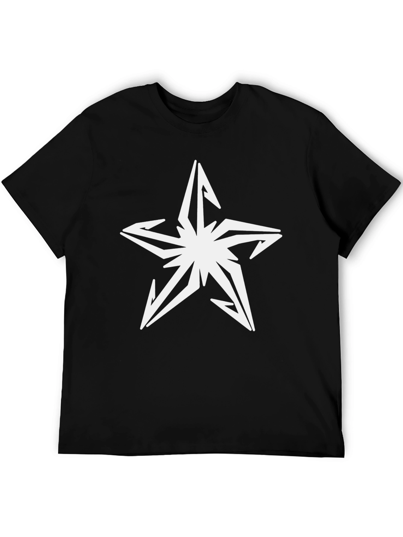 Black T-Shirt with White Star Graphic