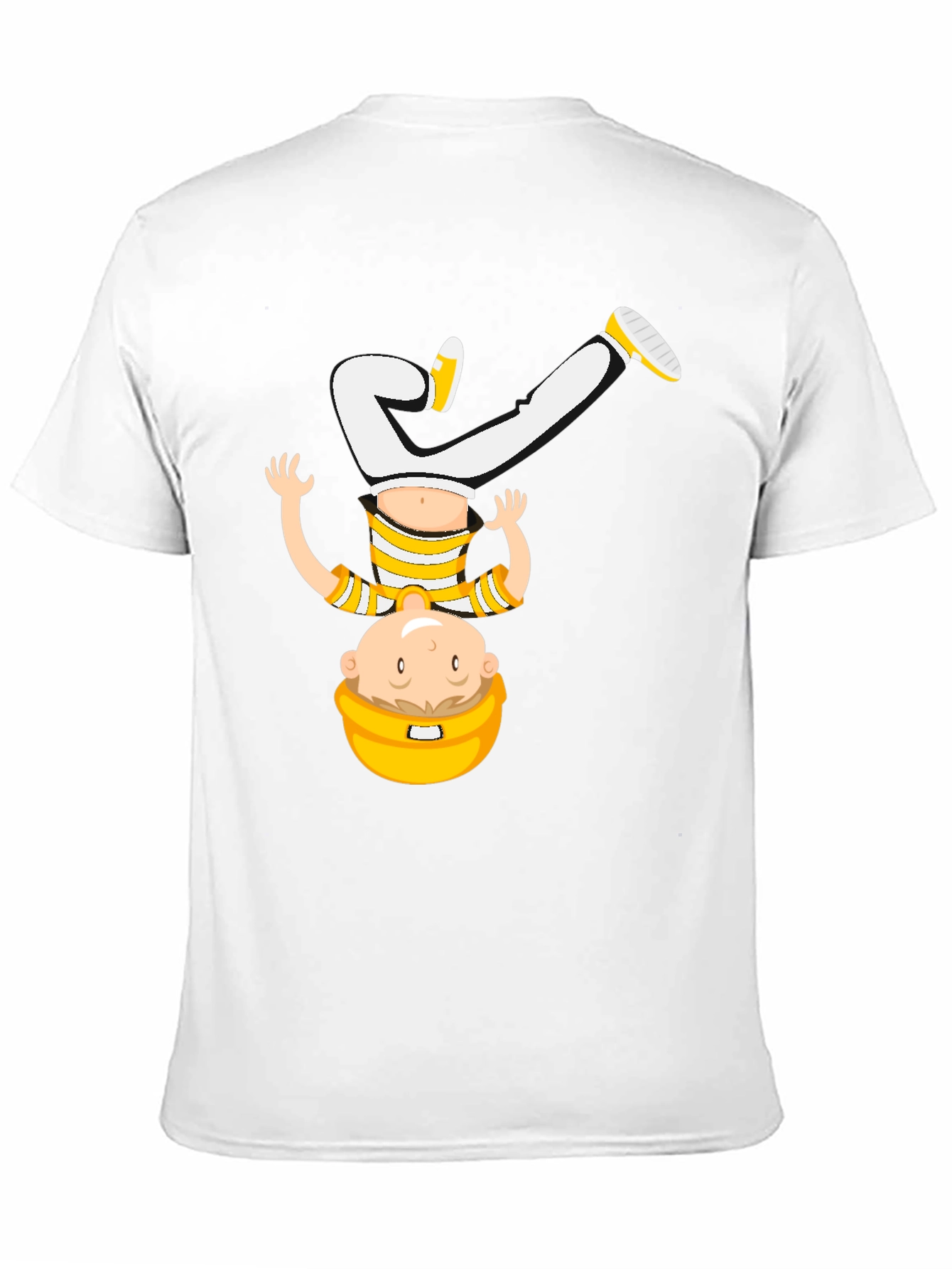 Funny Upside Down Cartoon T-Shirt - Black
