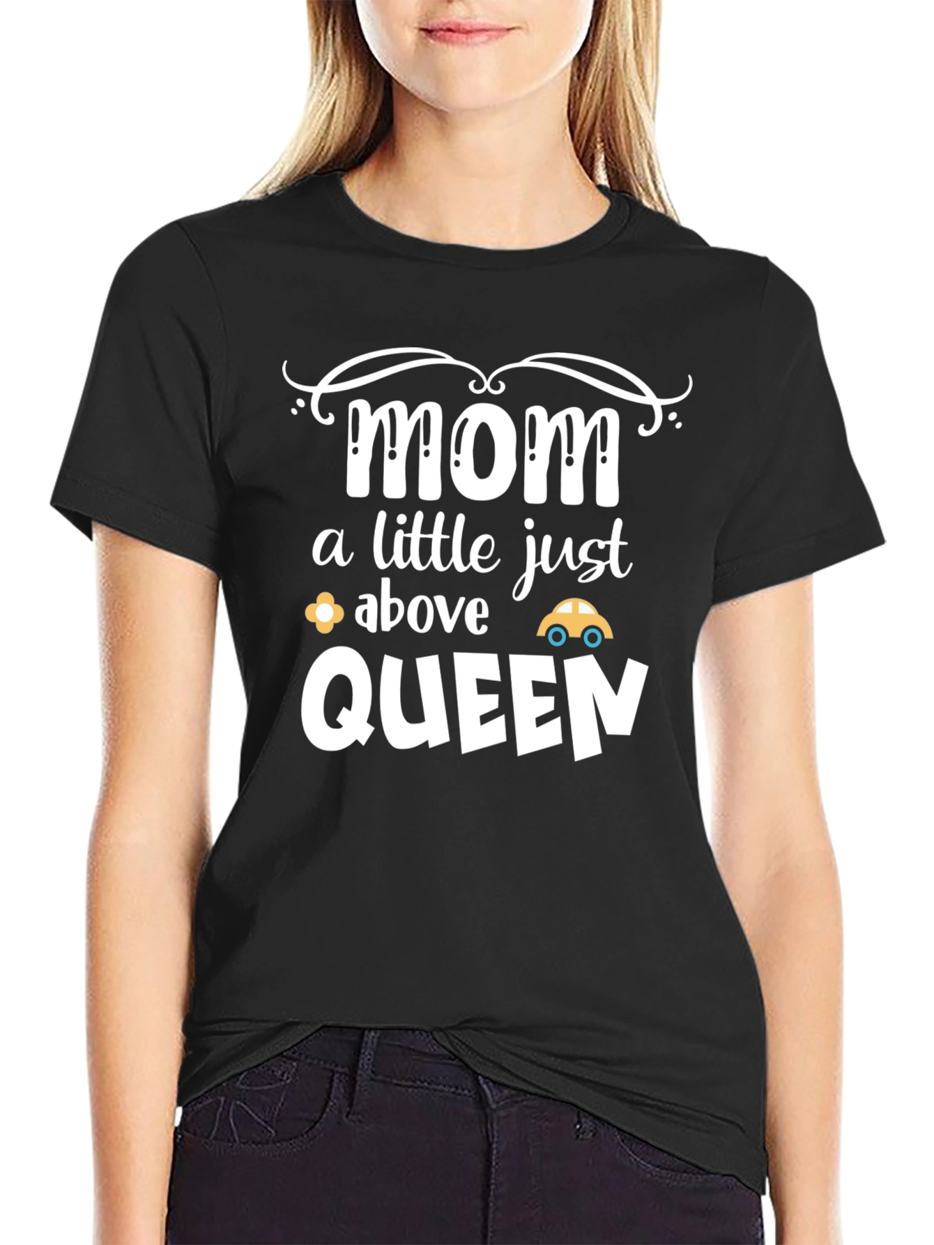 Mom Above Queen Black Graphic Tee