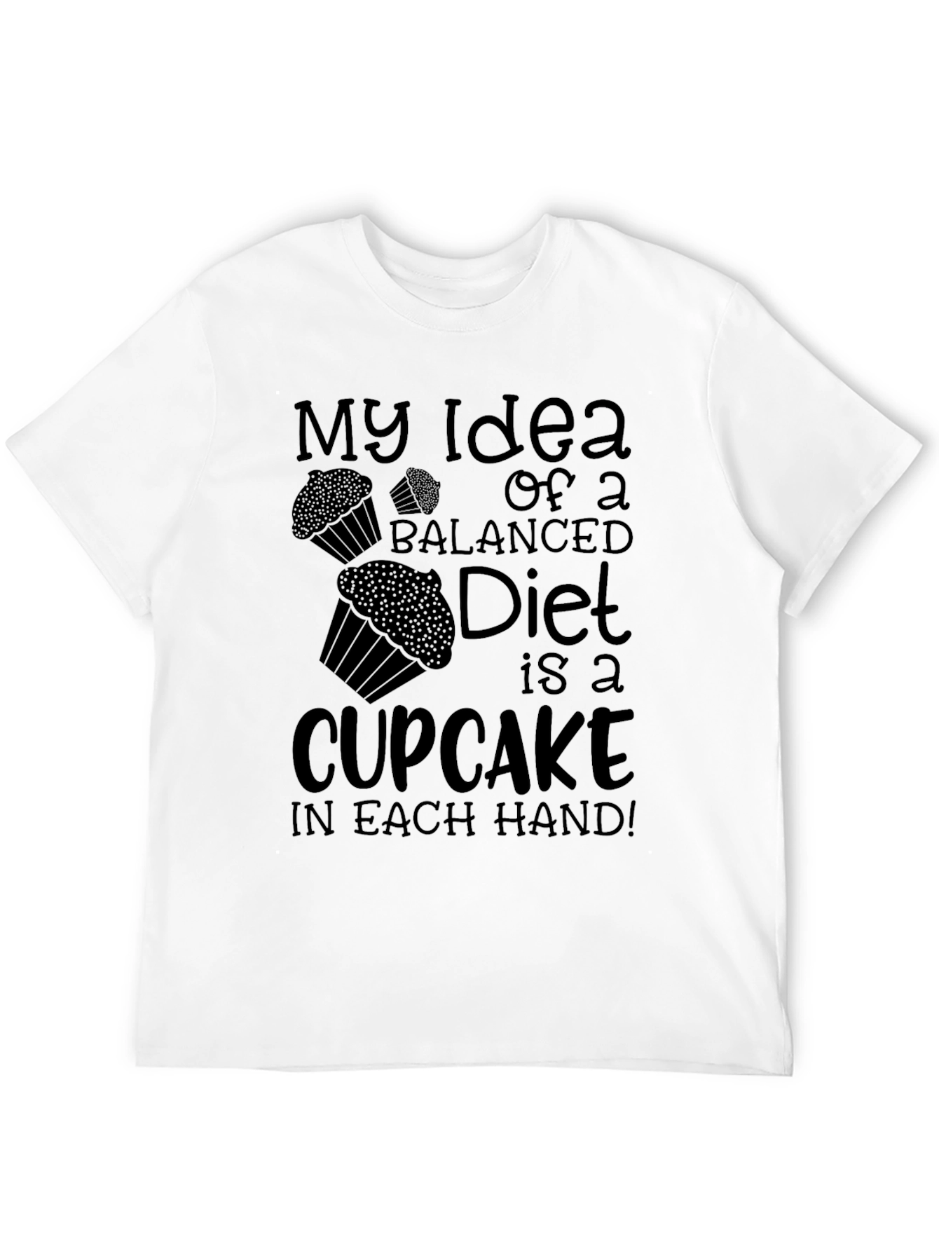 Cupcake Balanced Diet Graphic Black T-Shirt