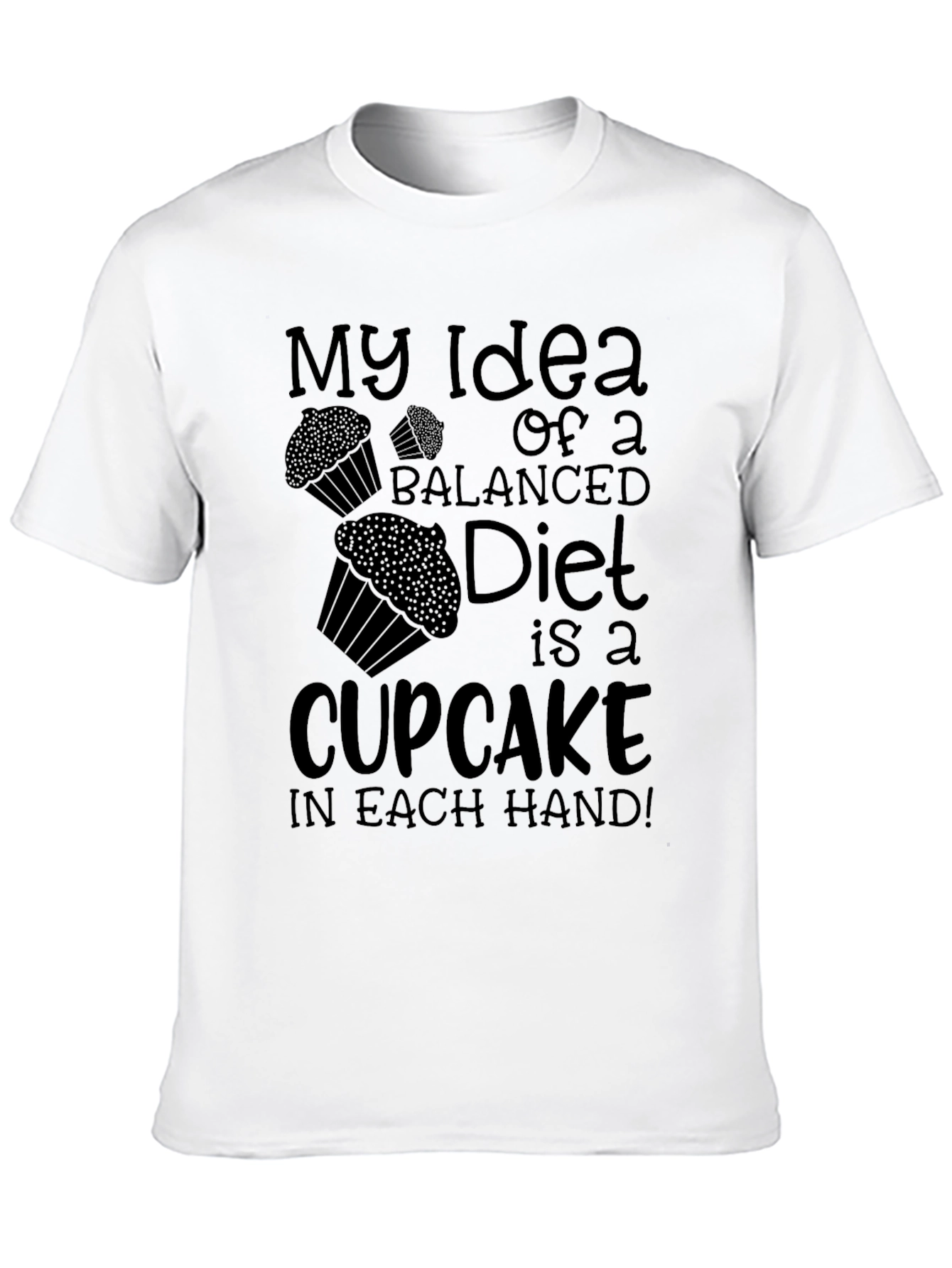 Cupcake Balanced Diet Graphic Black T-Shirt