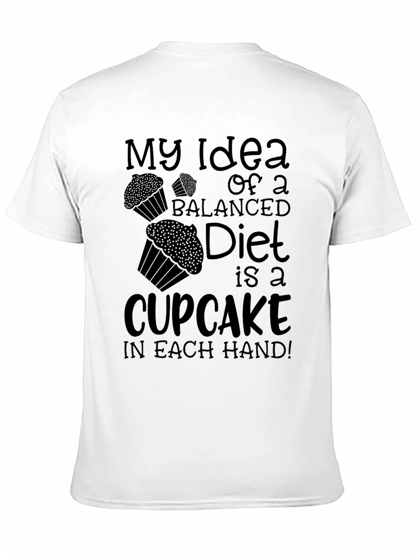 Cupcake Balanced Diet Graphic Black T-Shirt