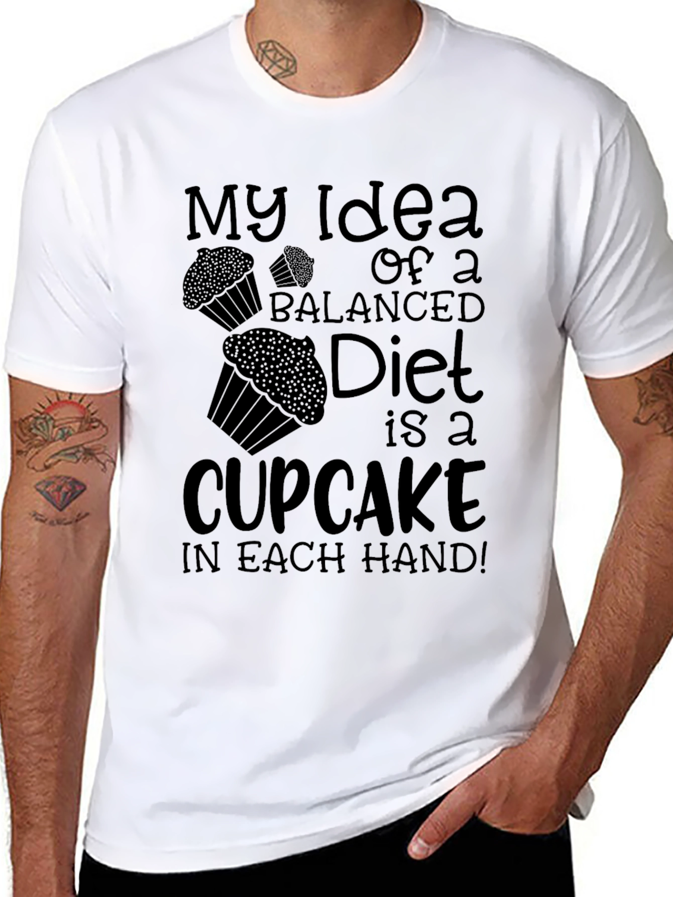 Cupcake Balanced Diet Graphic Black T-Shirt