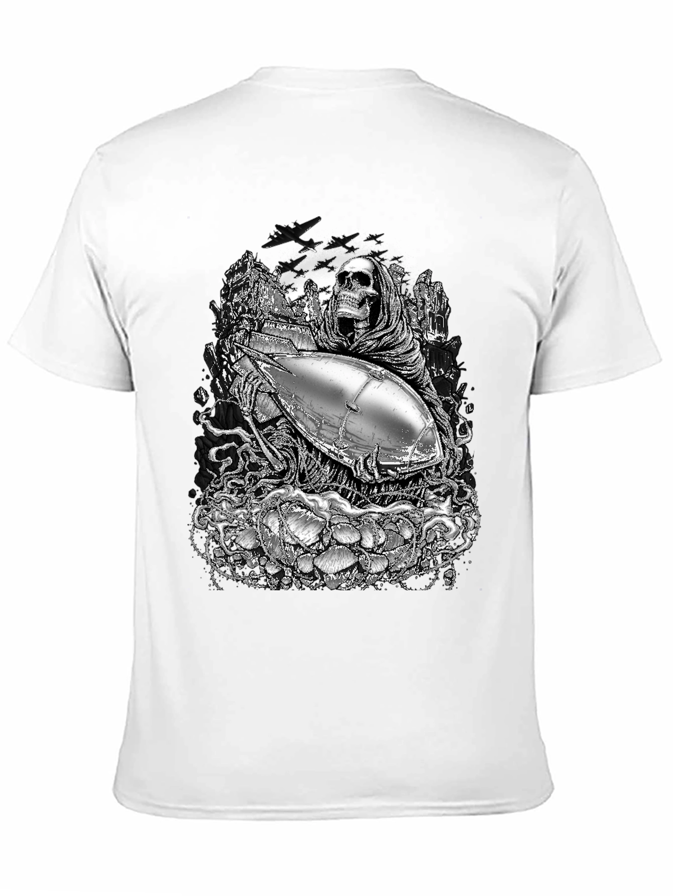 Grim Reaper & Airship Black Graphic T-Shirt