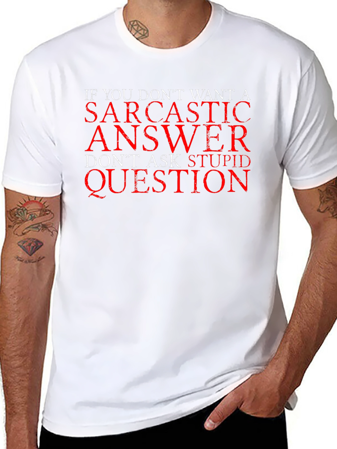 Sarcastic Answer Black Cotton T-Shirt