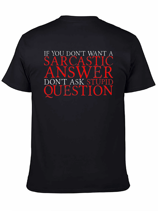 Sarcastic Answer Black Cotton T-Shirt