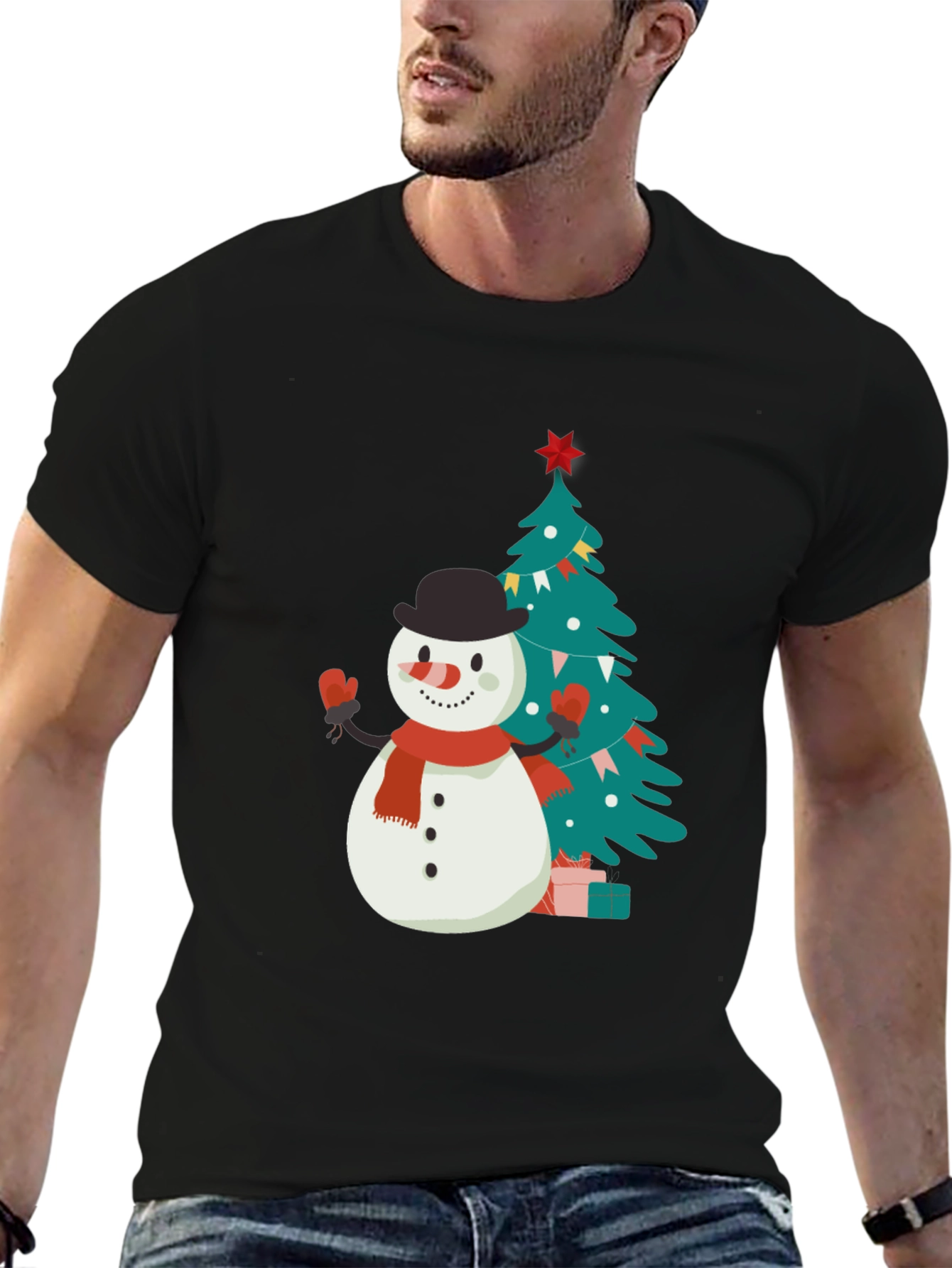 Festive Snowman & Tree Graphic Tee