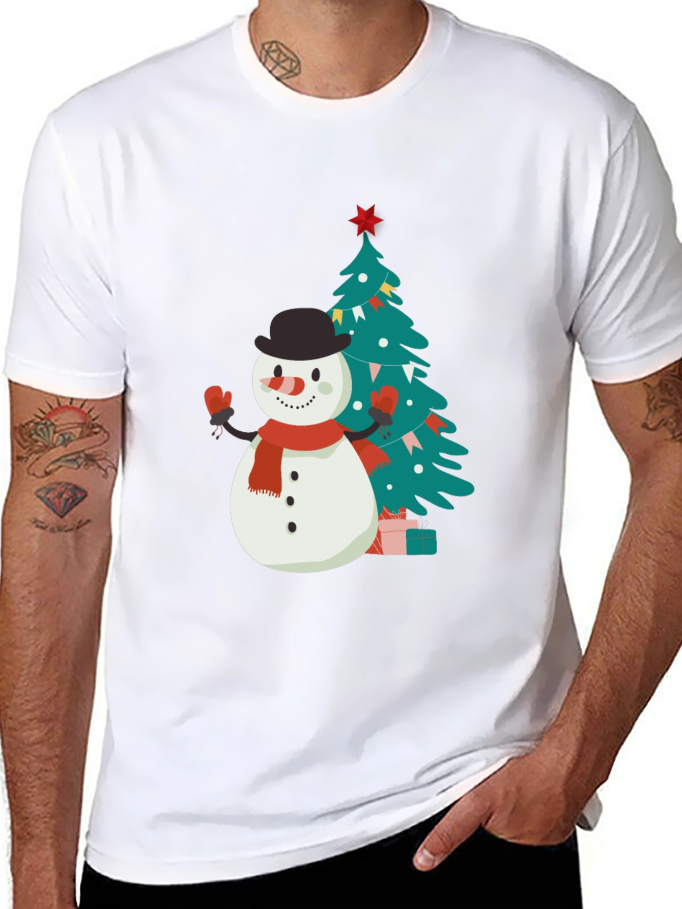 Festive Snowman & Tree Graphic Tee