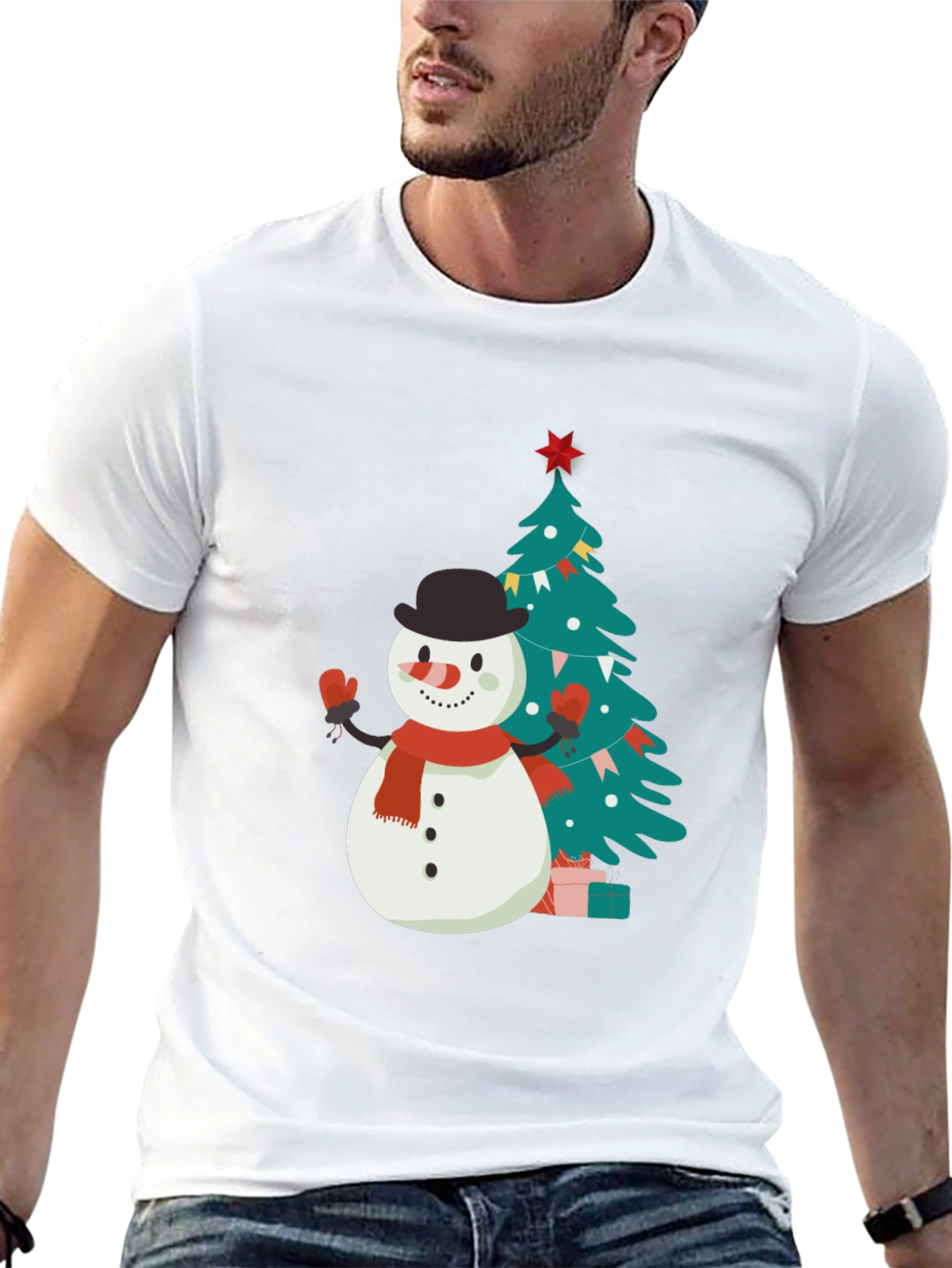 Festive Snowman & Tree Graphic Tee