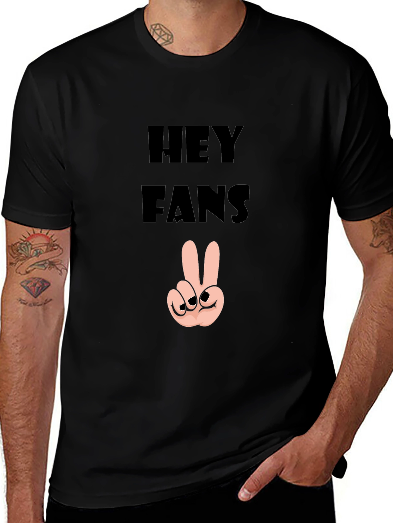 Hey Fans Graphic Tee - Peace Sign Hand
