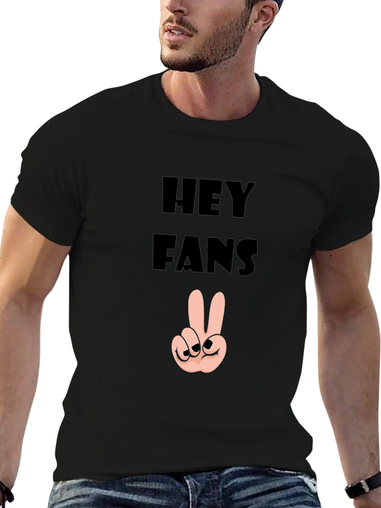 Hey Fans Graphic Tee - Peace Sign Hand