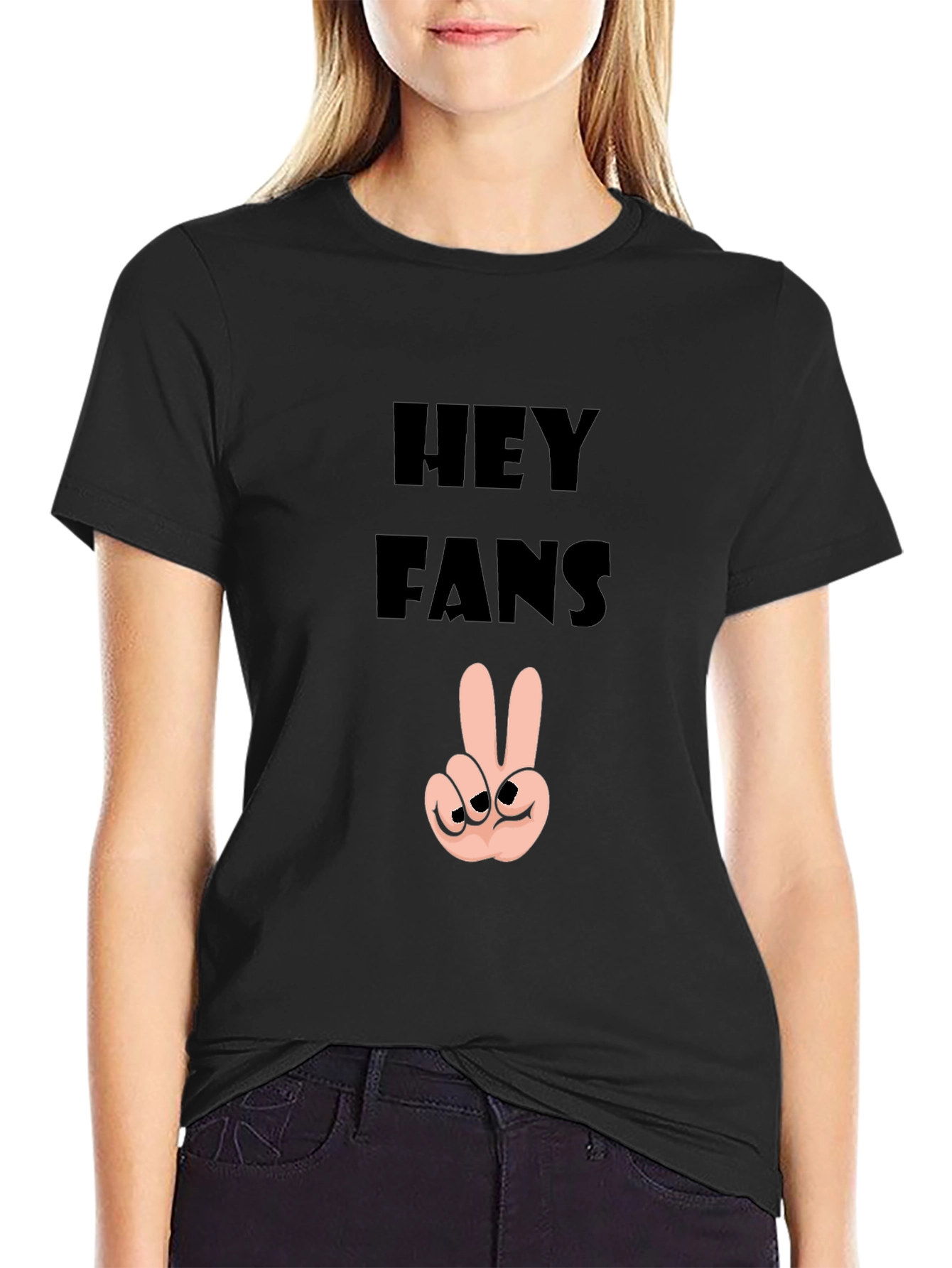 Hey Fans Graphic Tee - Peace Sign Hand