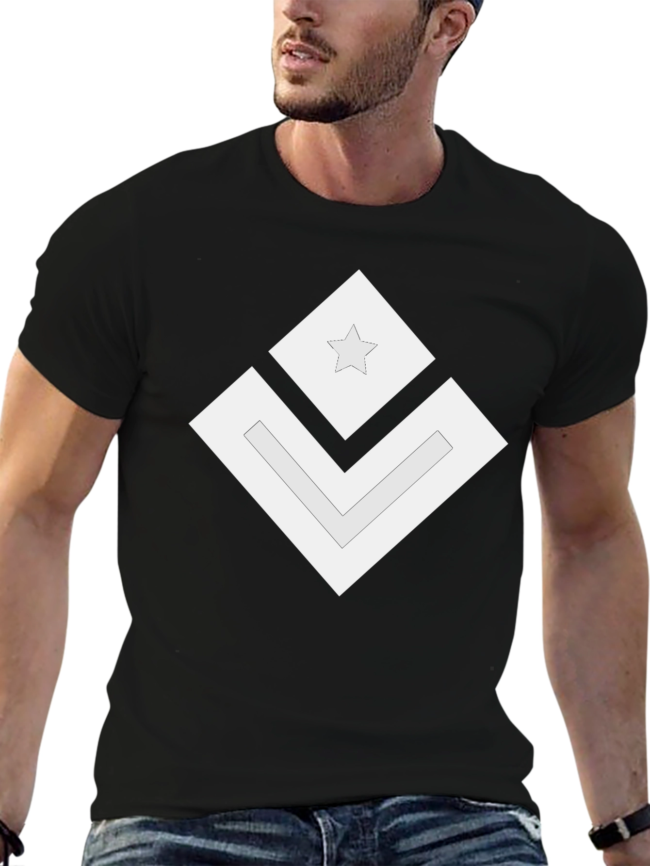Geometric Star Graphic Tee - Modern Black Shirt