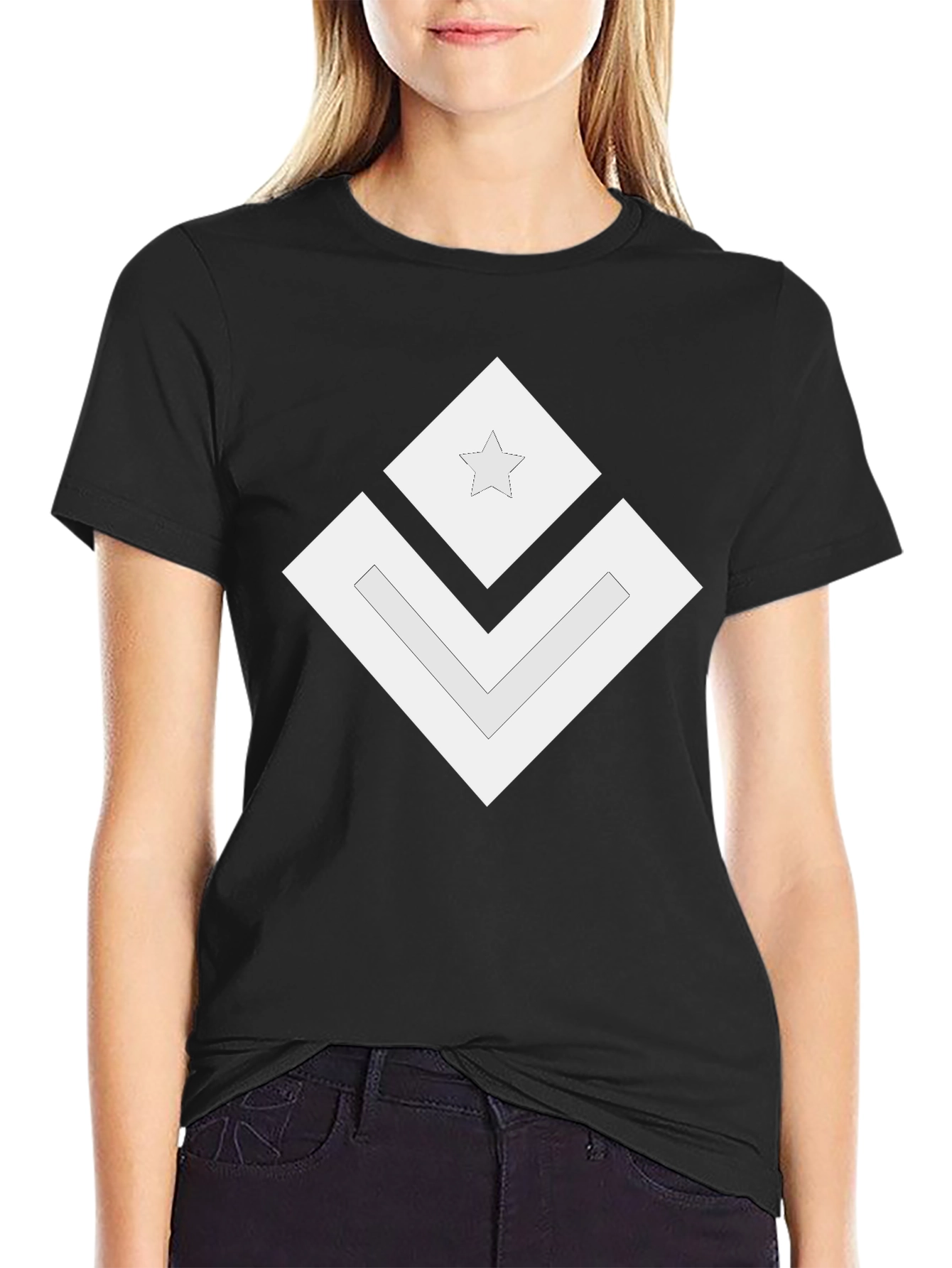 Geometric Star Graphic Tee - Modern Black Shirt