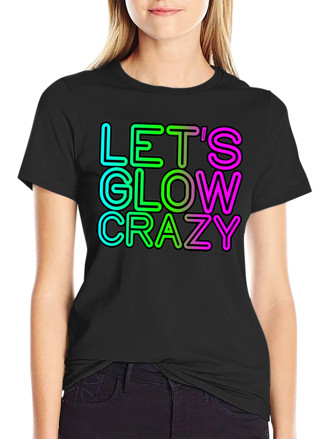 Lets Glow Crazy Neon Graphic Tee