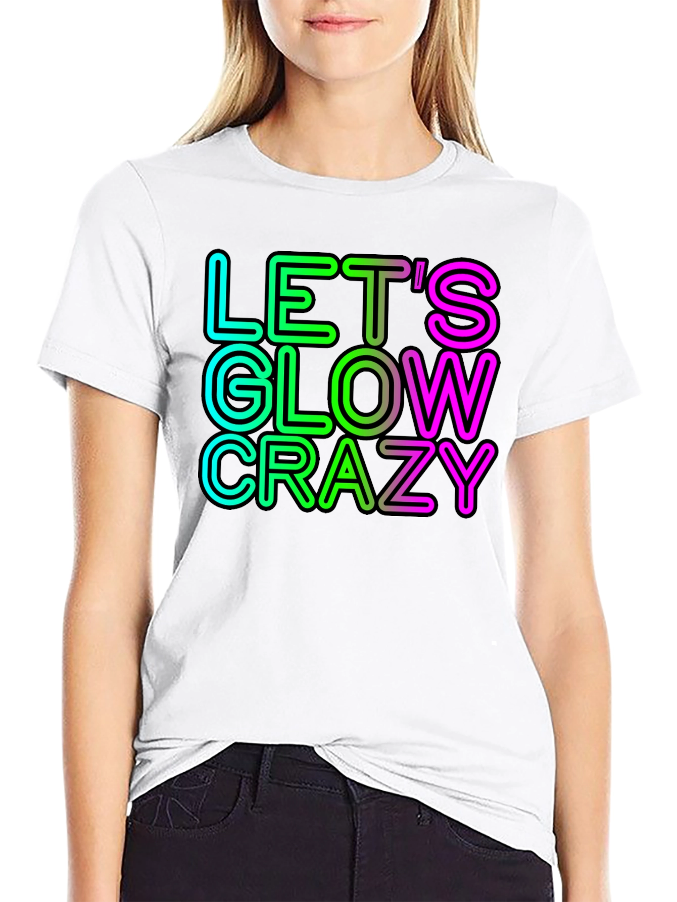 Lets Glow Crazy Neon Graphic Tee