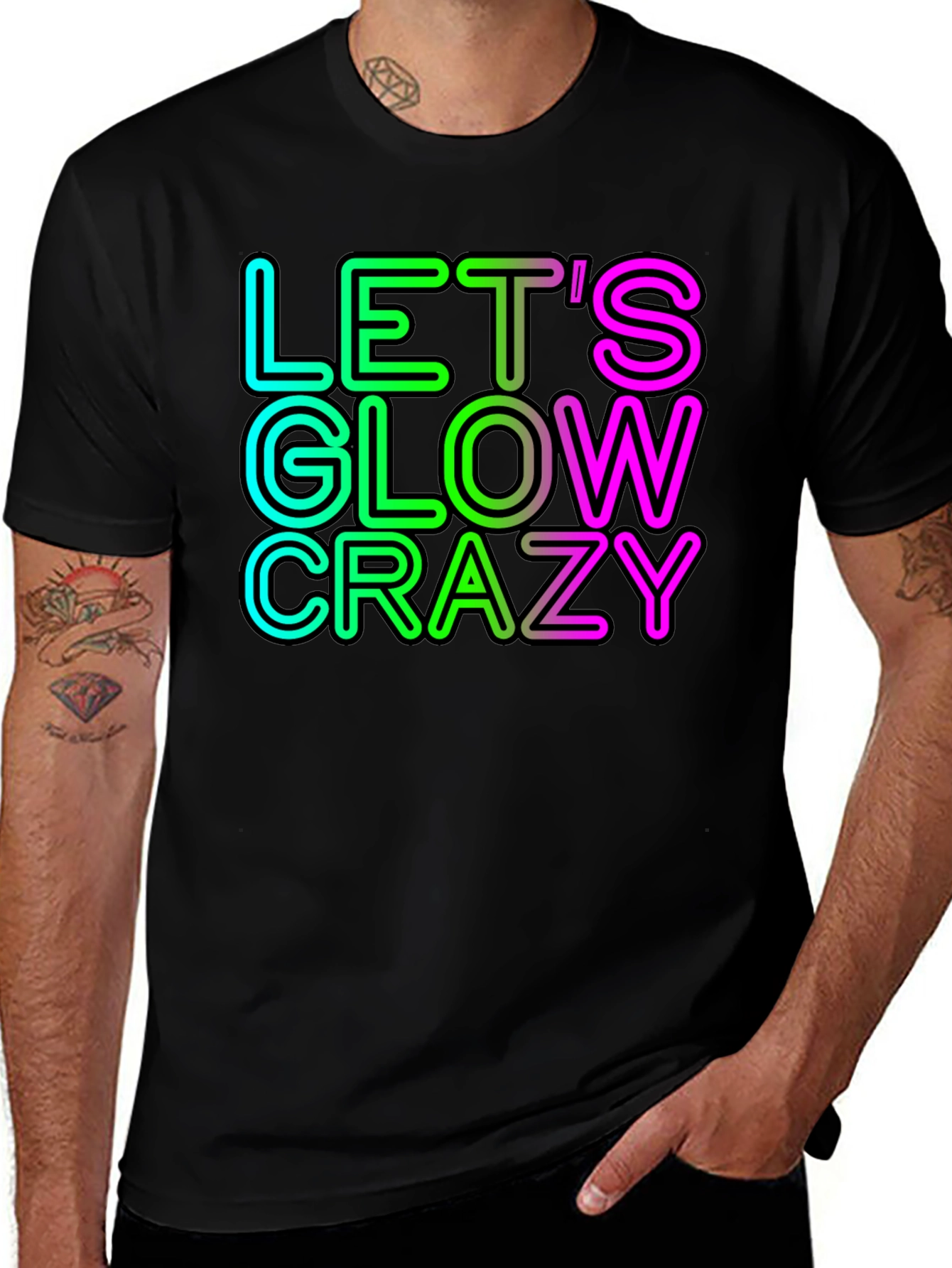Lets Glow Crazy Neon Graphic Tee