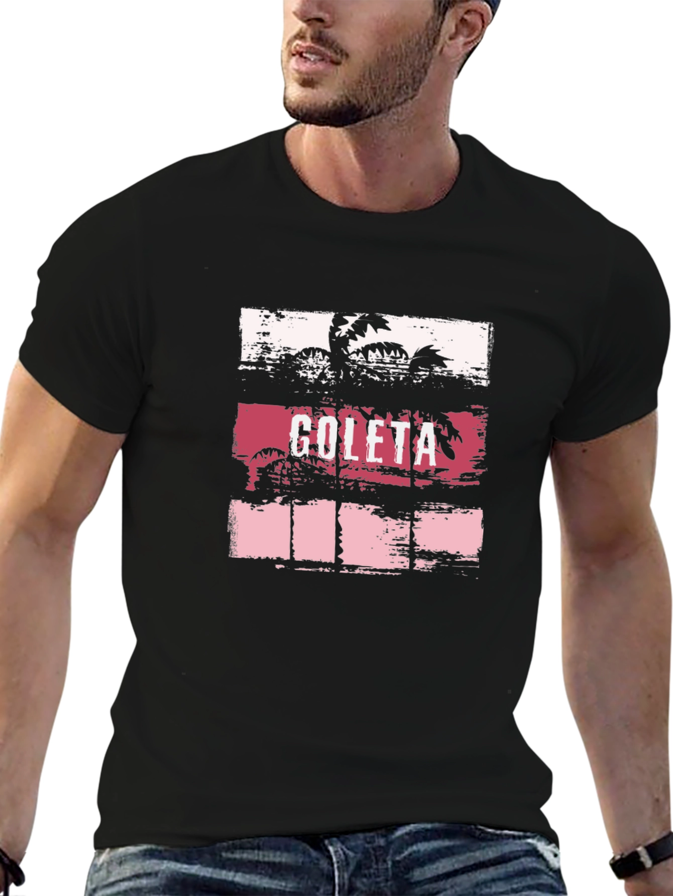 Goleta Palm Tree Graphic T-Shirt - Black