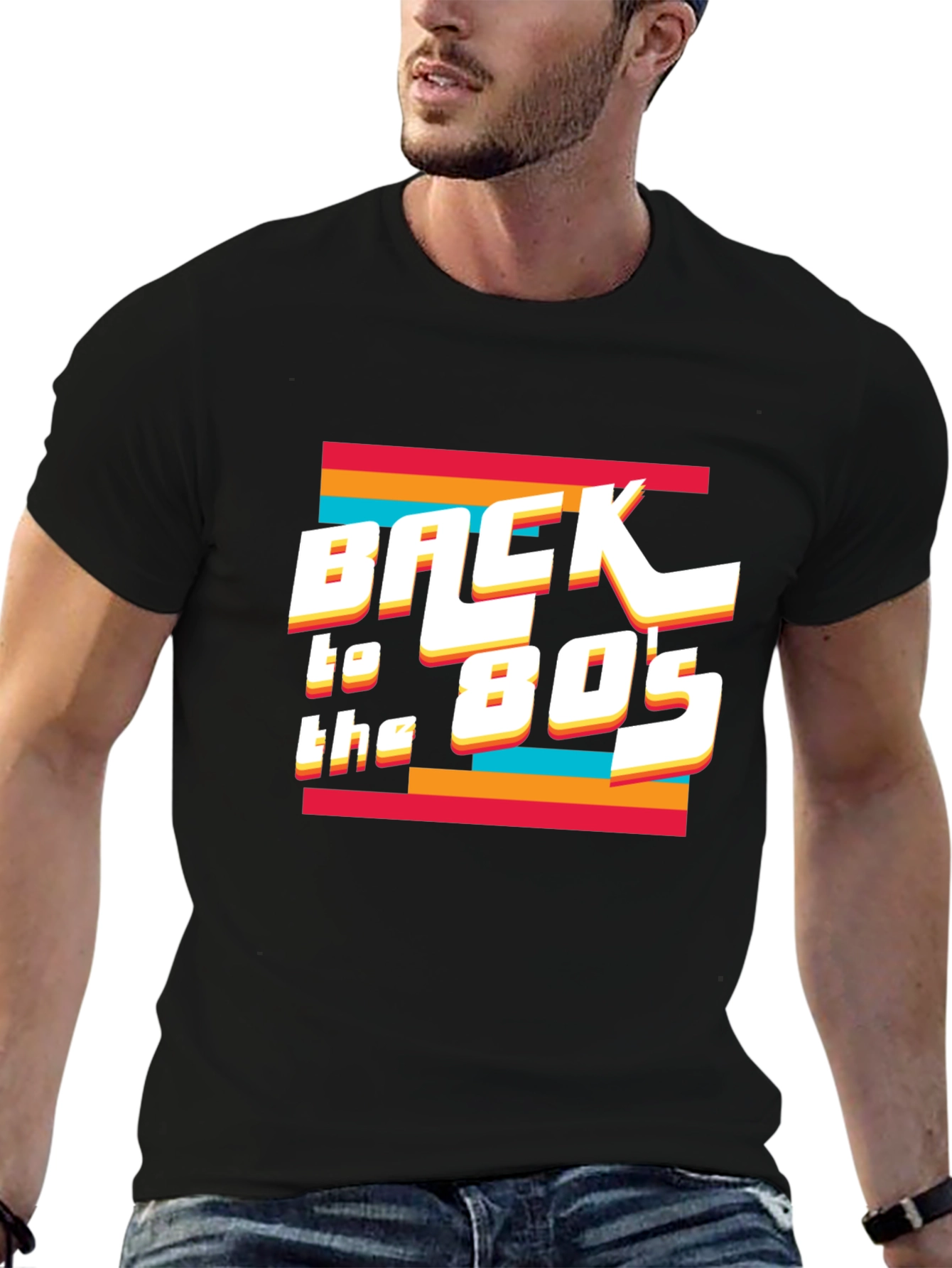 Retro 80s Graphic Tee - Black Nostalgic T-Shirt