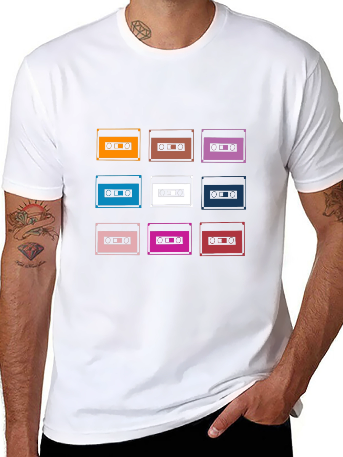 Retro Cassette Tape Graphic Tee - Black