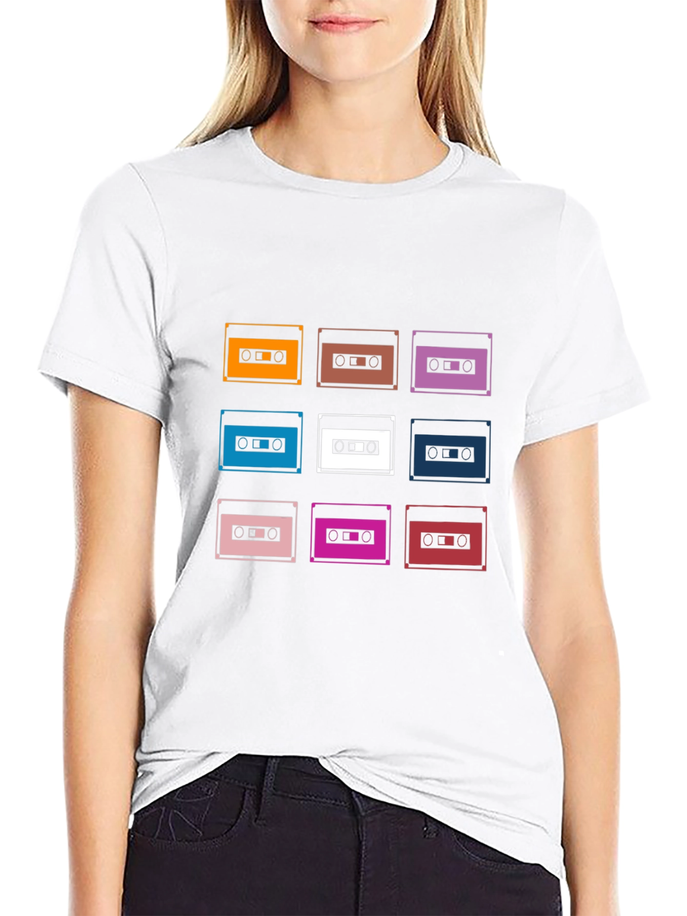 Retro Cassette Tape Graphic Tee - Black