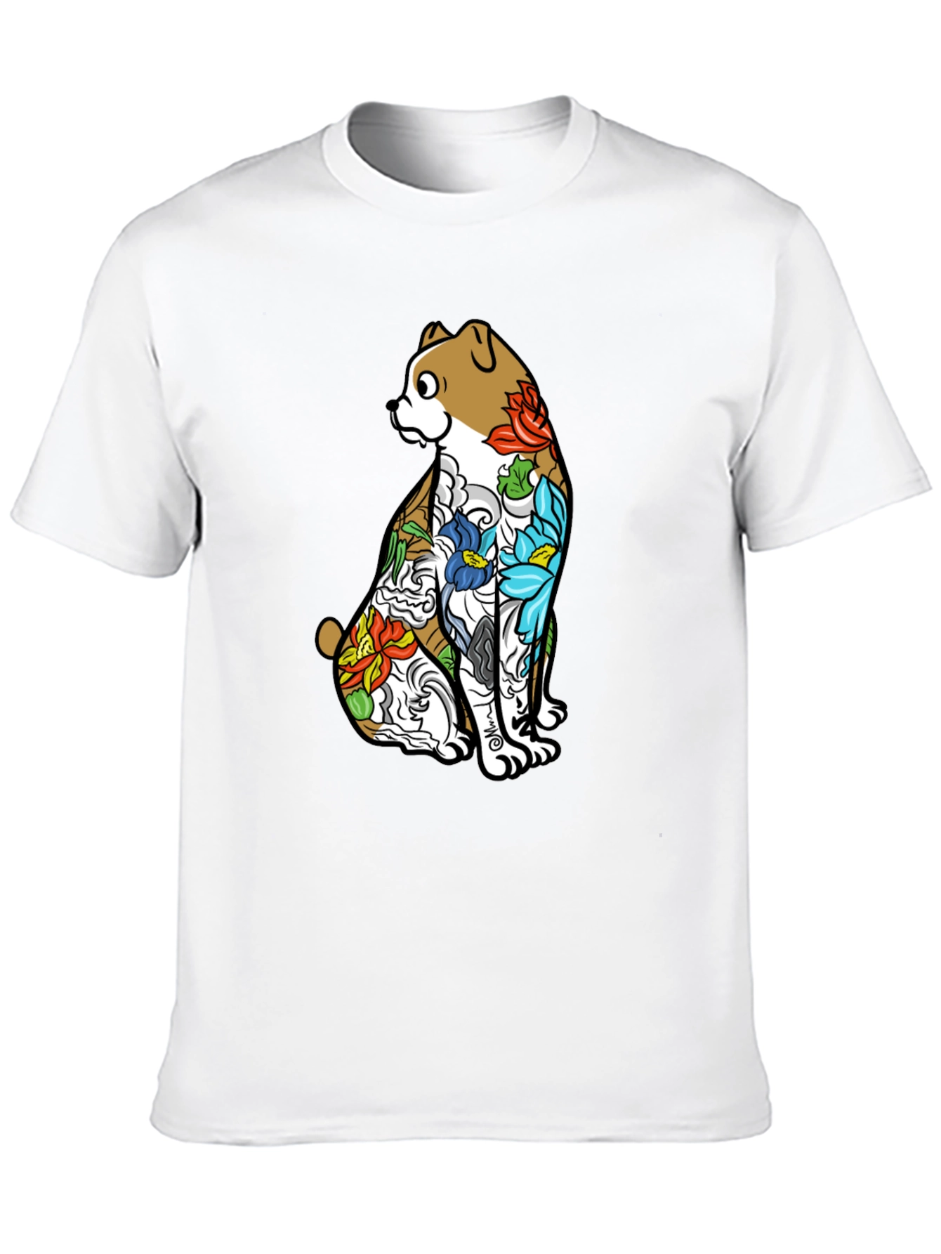 Dog Tattoo Art Graphic Black T-Shirt